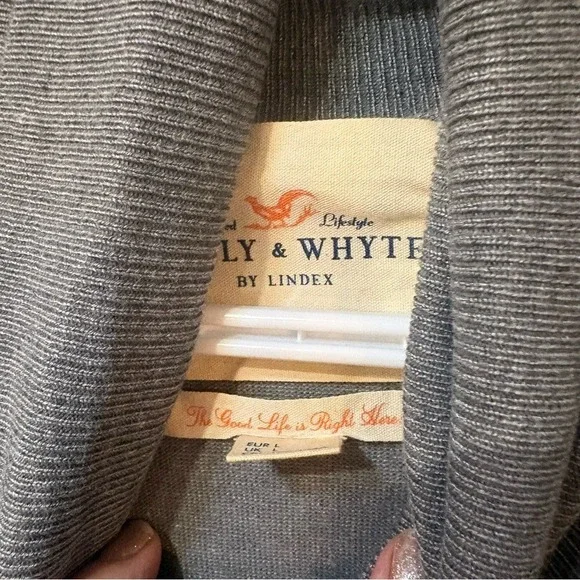 Holly & Whyte Lindex Gray Striped Long Sleeve Turtleneck Viscose Knit Top L - Picture 5 of 10